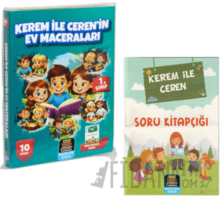 1. Sınıf Okuma Seti Kerem İle Ceren Ev Maceraları 10 Kitap + Soru Kita