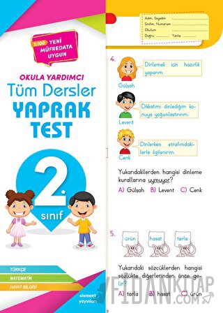 2. Sınıf Tüm Dersler Yaprak Test 4 Element Yayınları Kolektif