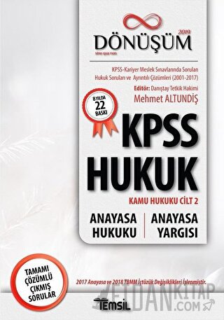 2019 Dönüşüm KPSS Hukuk - Kamu Hukuku Cilt 2 - Anayasa Hukuku - Anayas