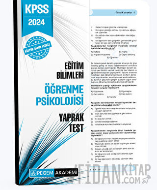 2024 KPSS Eğitim Bilimleri Öğrenme Psikolojisi Yaprak Test Kolektif