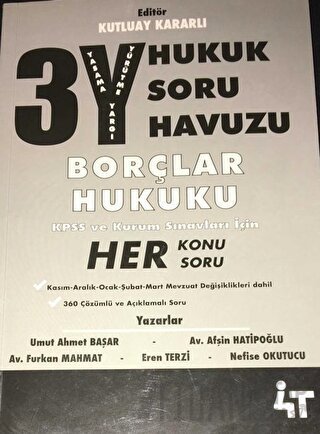 3Y Hukuk Soru Havuzu - Borçlar Hukuku Afşin Hatipoğlu