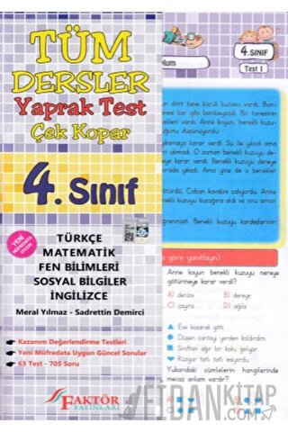 4. Sınıf Tüm Dersler Yaprak Test Çek Kopar Kolektif