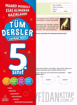 5. Sınıf Tüm Dersler Yaprak Test Yunus Emre Çekiç