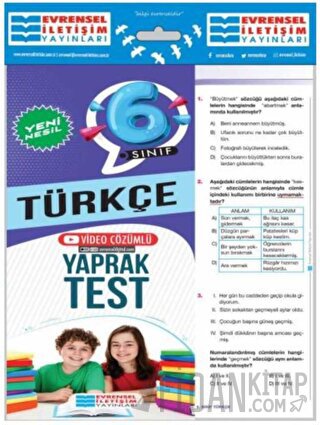 6. Sınıf Türkçe Yeni Nesil Video Çözümlü Yaprak Test Kolektif