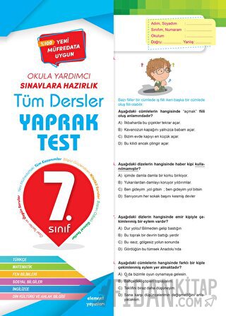 7. Sınıf Tüm Dersler Yaprak Test 4 Element Yayınları Kolektif