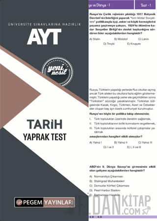 AYT Tarih Yaprak Test Kolektif