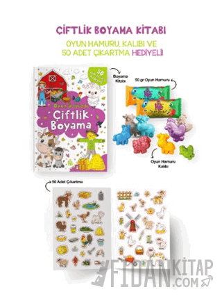 Çiftlik Boyama Kitabı - Oyun Hamuru, Oyuncak ve Çıkartma Hediyeli Bilg