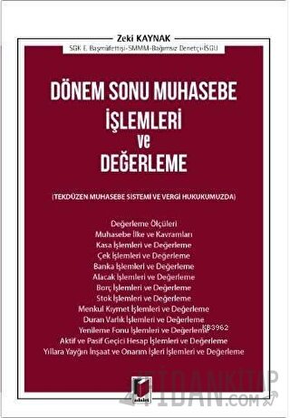 Dönem Sonu Muhasebe İşlemleri ve Değerleme Zeki Kaynak