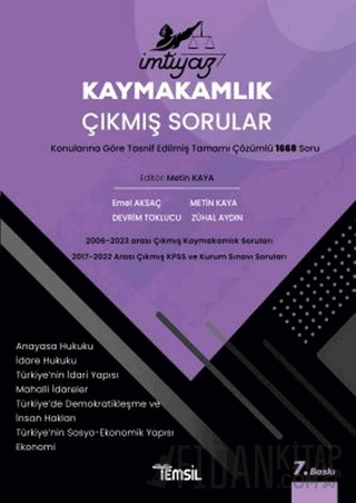 İmtiyaz Kaymakamlık Çıkmış Sorular Metin Kaya