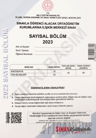 Sınav Kalitesinde 8. Sınıf LGS 2023 Tıpkı Basım Çıkmış Sorular ve Çözü