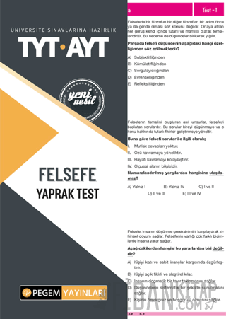 Tyt-Ayt Felsefe Yaprak Test Kolektif